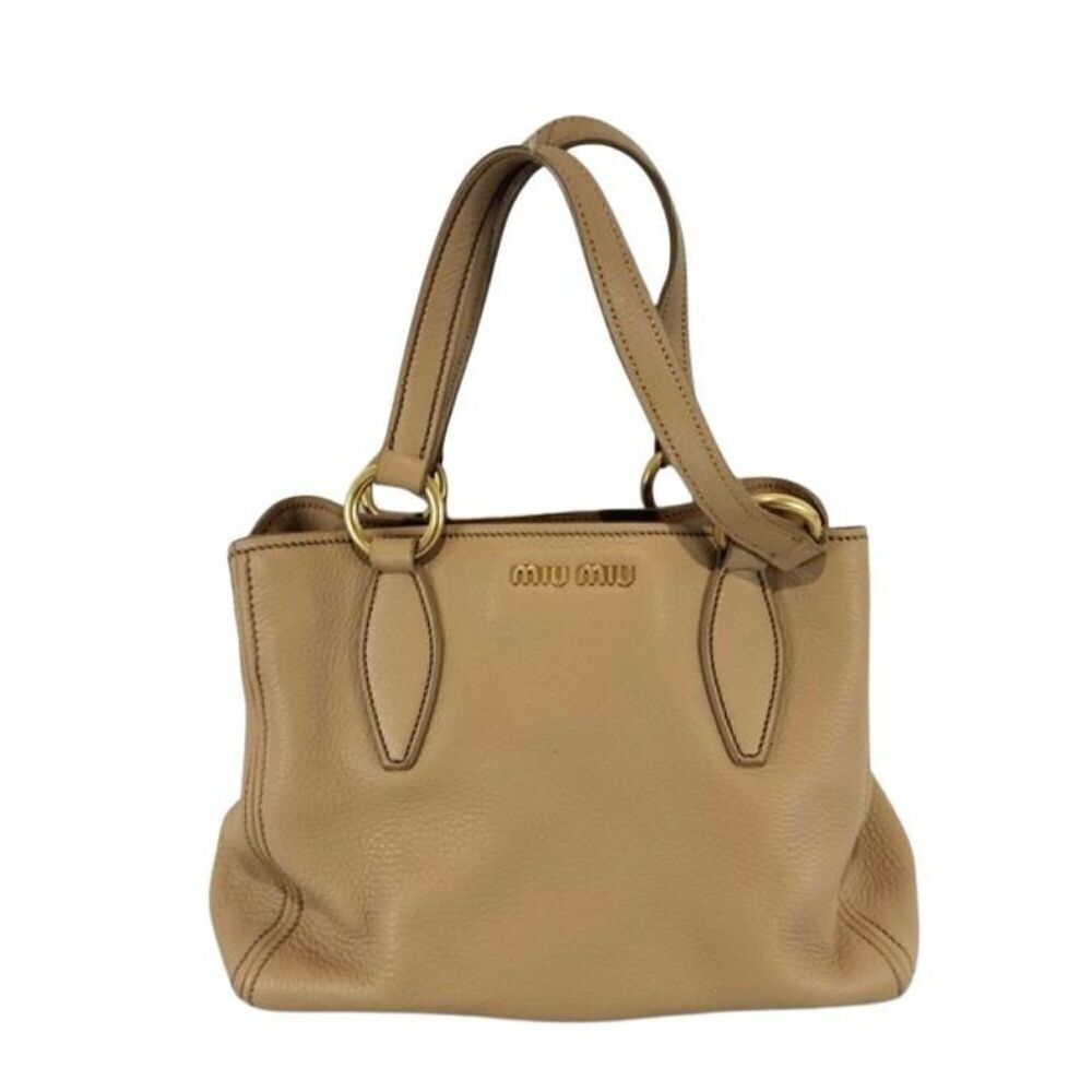 Miu Miu Miu handbag, beige leather, women's.